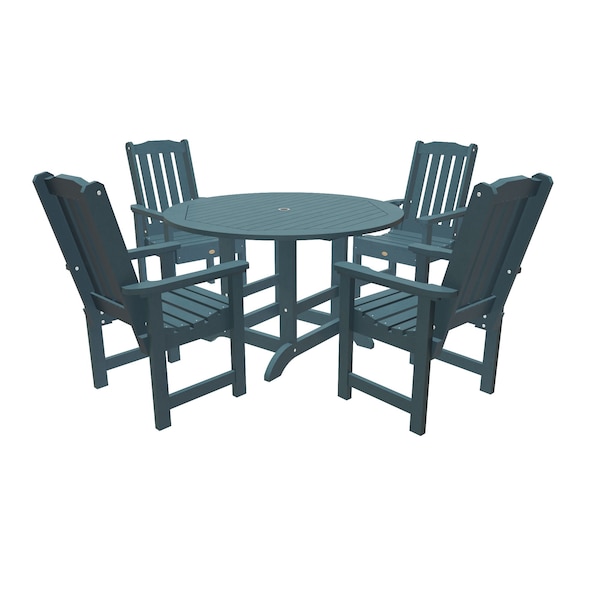 Highwood Usa Lehigh 5pc Round Outdoor Patio Furniture Dining Set AD-DNL48-NBE - main